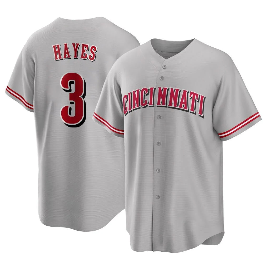 Rebec C.Reds #3 Ke'Bryan Hayes Player Gray Home Game Stitched Jerseys
