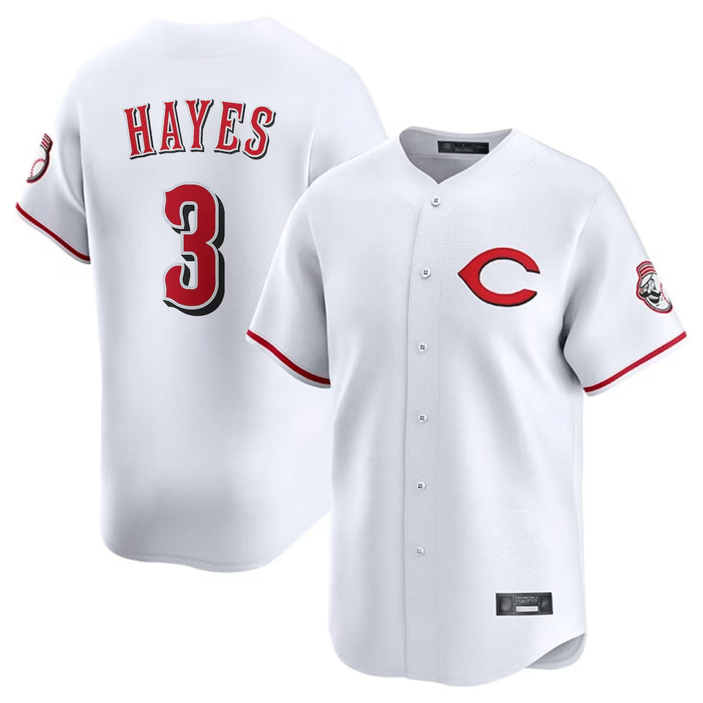Rebec C.Reds #3 Ke'Bryan Hayes Player White Limited Home Stitched Jerseys