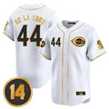 Rebec C.Reds #44 Elly De La Cruz Player White-Gold Vapor Premier Limited Home Stitched Jerseys