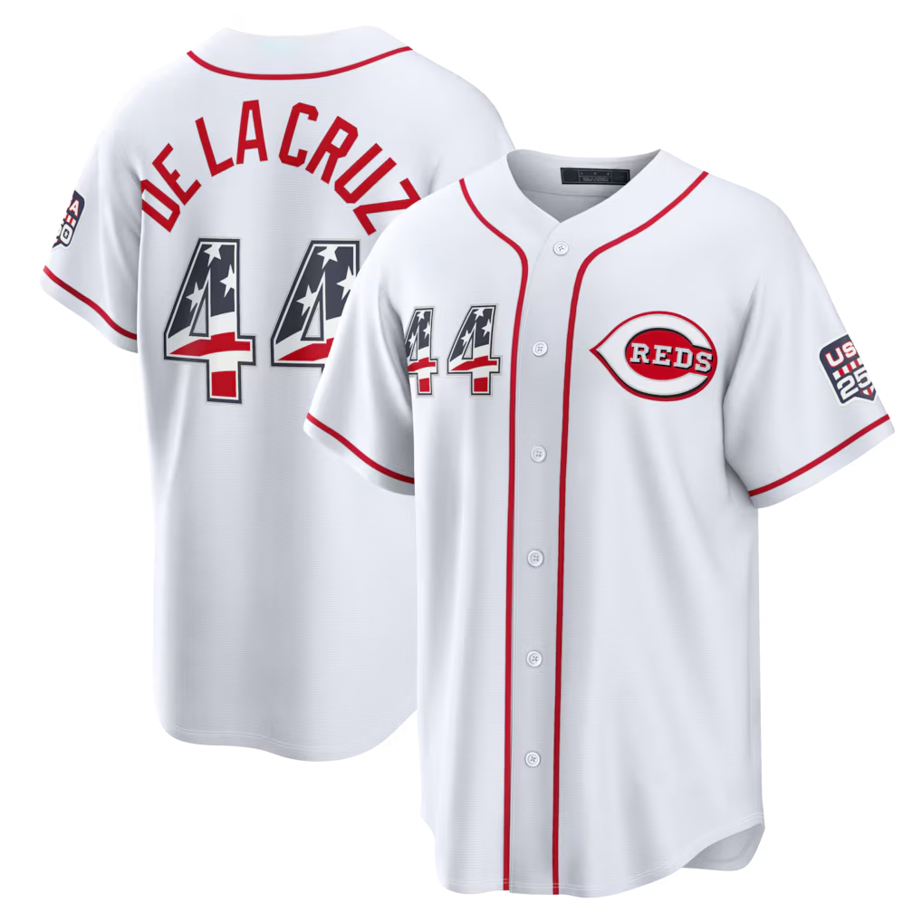 Rebec C.Reds #44 Elly De La Cruz White USA 250 Fourth of July Home Stadium Jersey