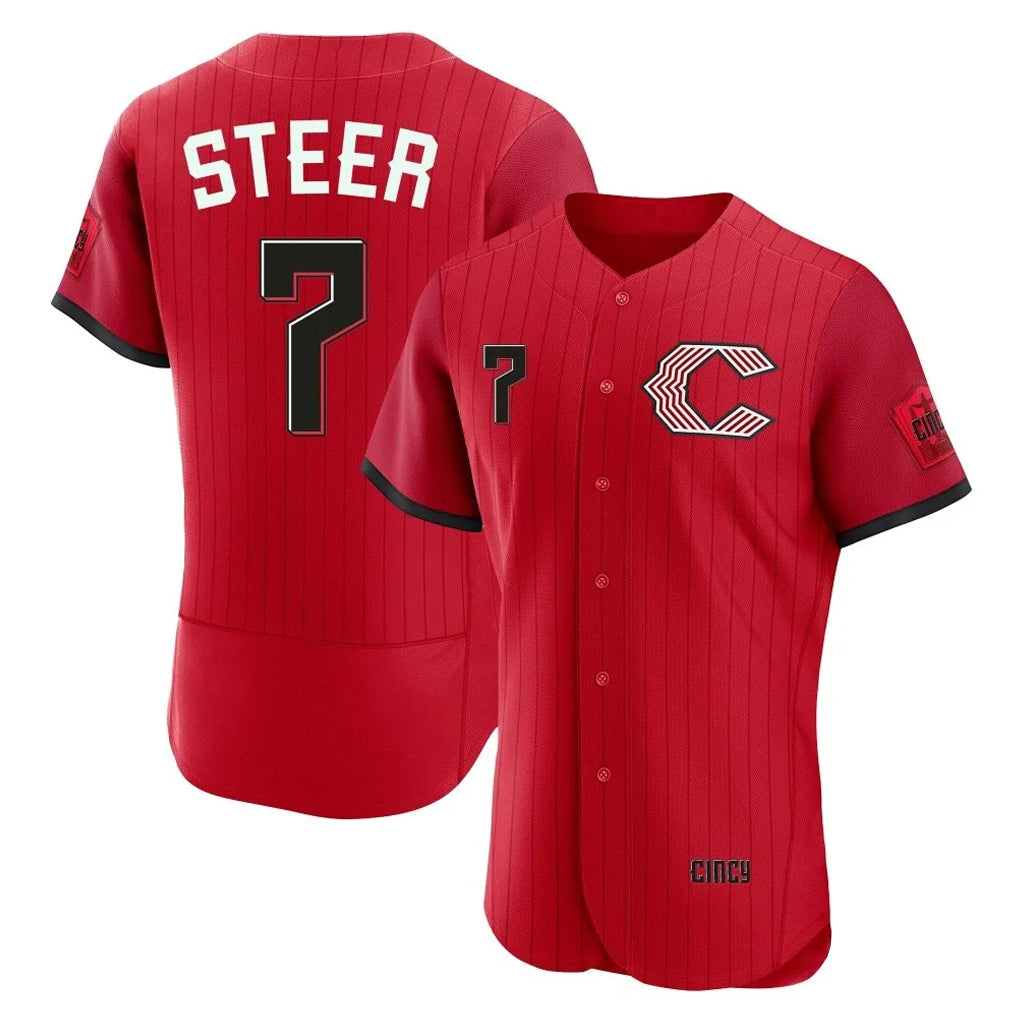 Rebec C.Reds #7 Spencer Steer Player Red 2026 City Connect Limited Elite Home Stitched Jerseys