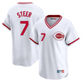 Rebec C.Reds #7 Spencer Steer Player White Cooperstown Collection Limited T-shirt Home Stitched Jerseys