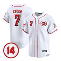 Rebec C.Reds #7 Spencer Steer Player White Vapor Premier Limited Home Stitched Jerseys