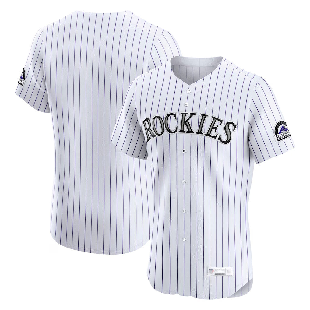 Rebec C.Rockies White Limited Home Blank Player Stitched Jerseys