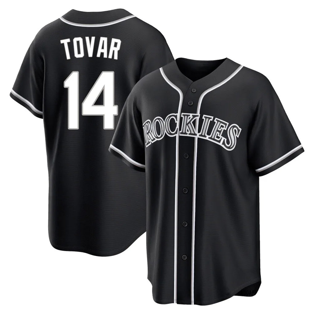 Rebec C.Rockies #14 Ezequiel Tovar Player Black Fashion Out Home Game Stitched Jerseys