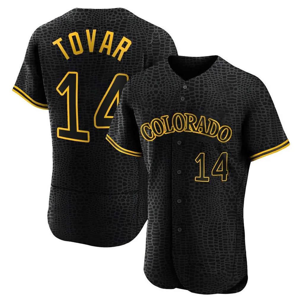 Rebec C.Rockies #14 Ezequiel Tovar Player Black Snake Skin City Limited Elite Home Stitched Jerseys