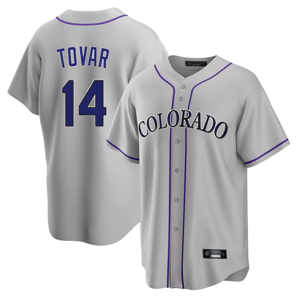 Rebec C.Rockies #14 Ezequiel Tovar Player Gray Game Home Stitched Jerseys
