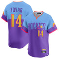 Rebec C.Rockies #14 Ezequiel Tovar Player Purple-Light Blue City Connect Limited Home T-shirt Stitched Jerseys