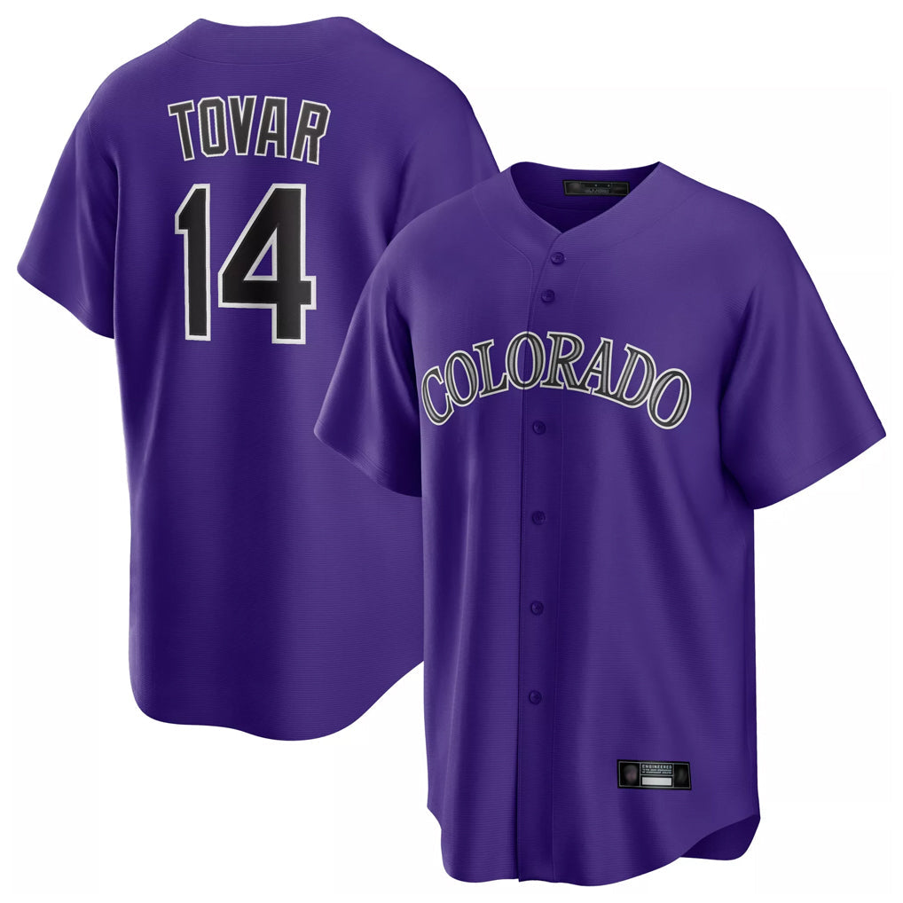 Rebec C.Rockies #14 Ezequiel Tovar Player Purple Game Home Stitched Jerseys