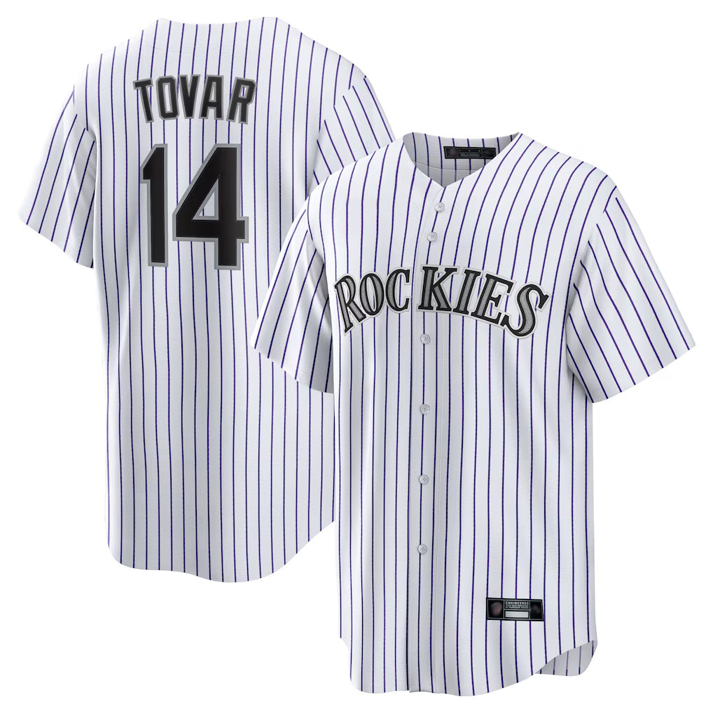 Rebec C.Rockies #14 Ezequiel Tovar Player White Game Home Stitched Jerseys