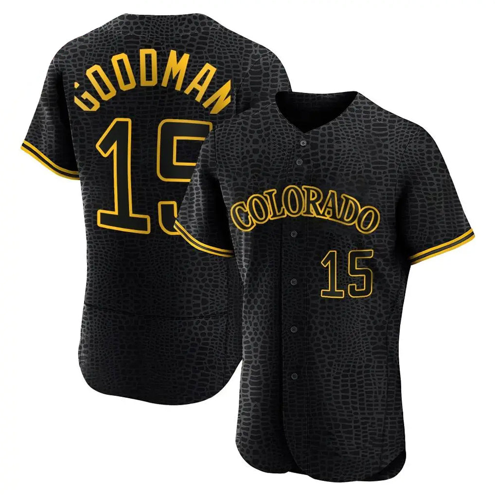 Rebec C.Rockies #15 Hunter Goodman Player Black Snake Skin City Limited Elite Home Stitched Jerseys