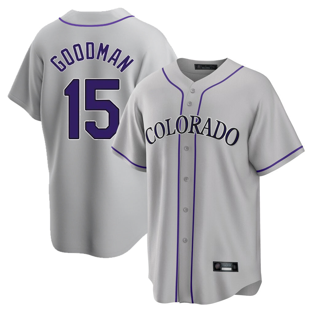 Rebec C.Rockies #15 Hunter Goodman Player Gray Game Home Stitched Jerseys