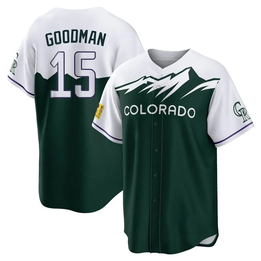 Rebec C.Rockies #15 Hunter Goodman Player Green City Connect Home Game Stitched Jerseys