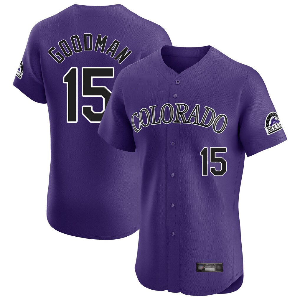 Rebec C.Rockies #15 Hunter Goodman Player Purple Limited Elite Home Stitched Jerseys