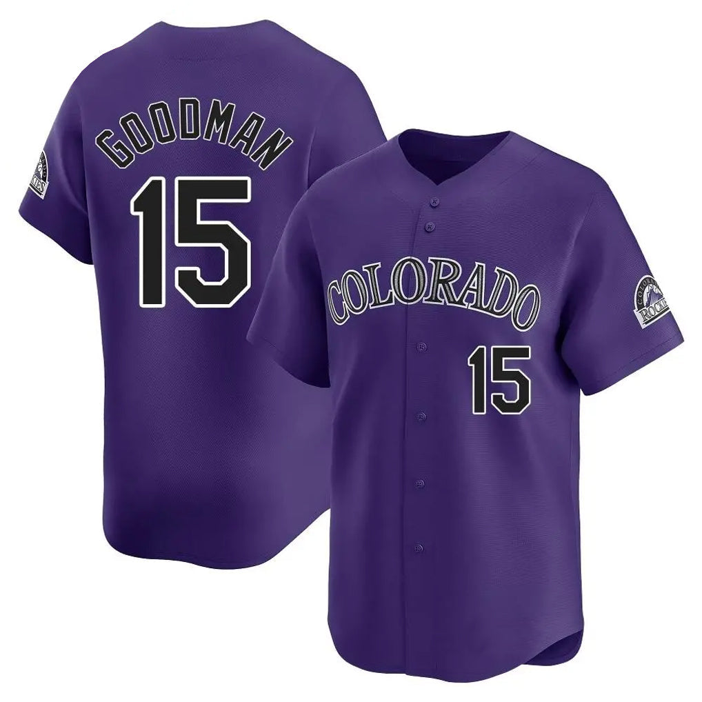 Rebec C.Rockies #15 Hunter Goodman Player Purple Limited Home Stitched Jerseys