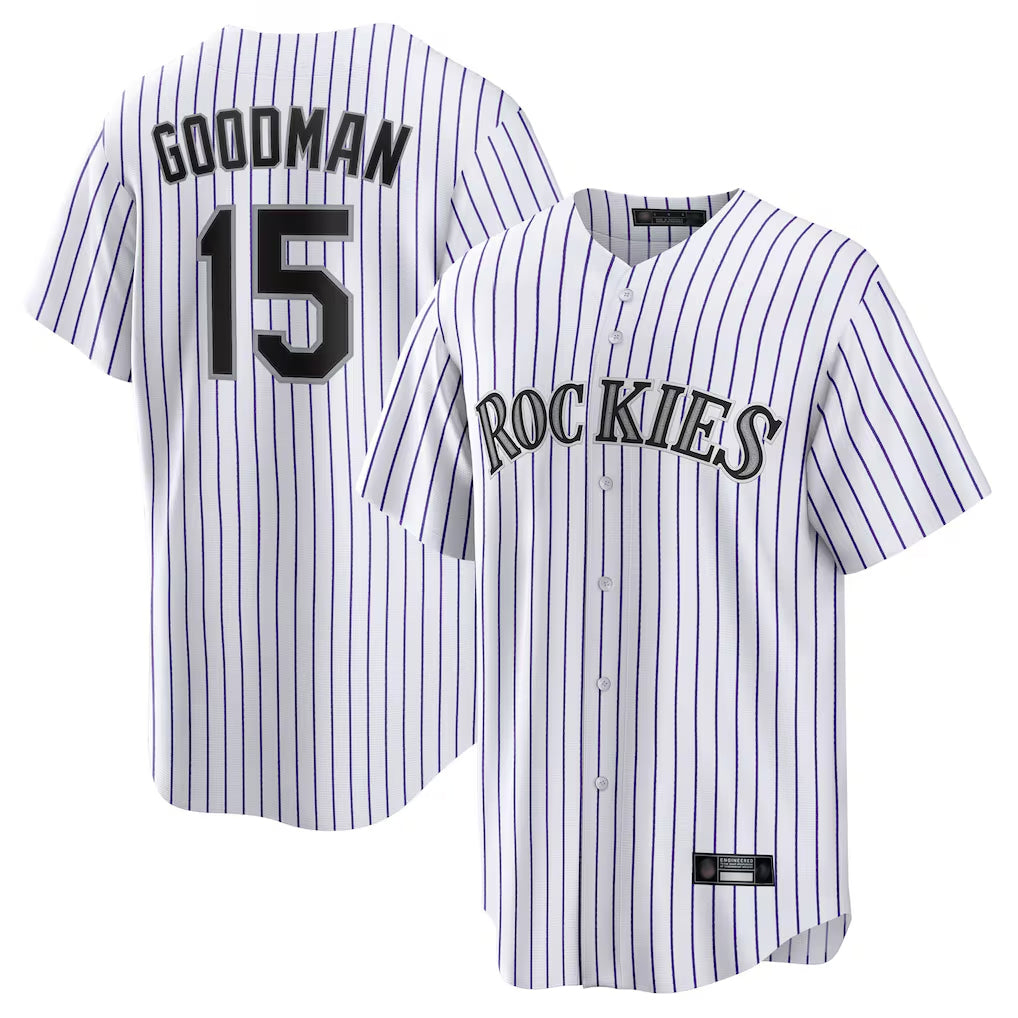 Rebec C.Rockies #15 Hunter Goodman Player White Game Home Stitched Jerseys