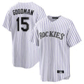 Rebec C.Rockies #15 Hunter Goodman Player White Game Home Stitched Jerseys