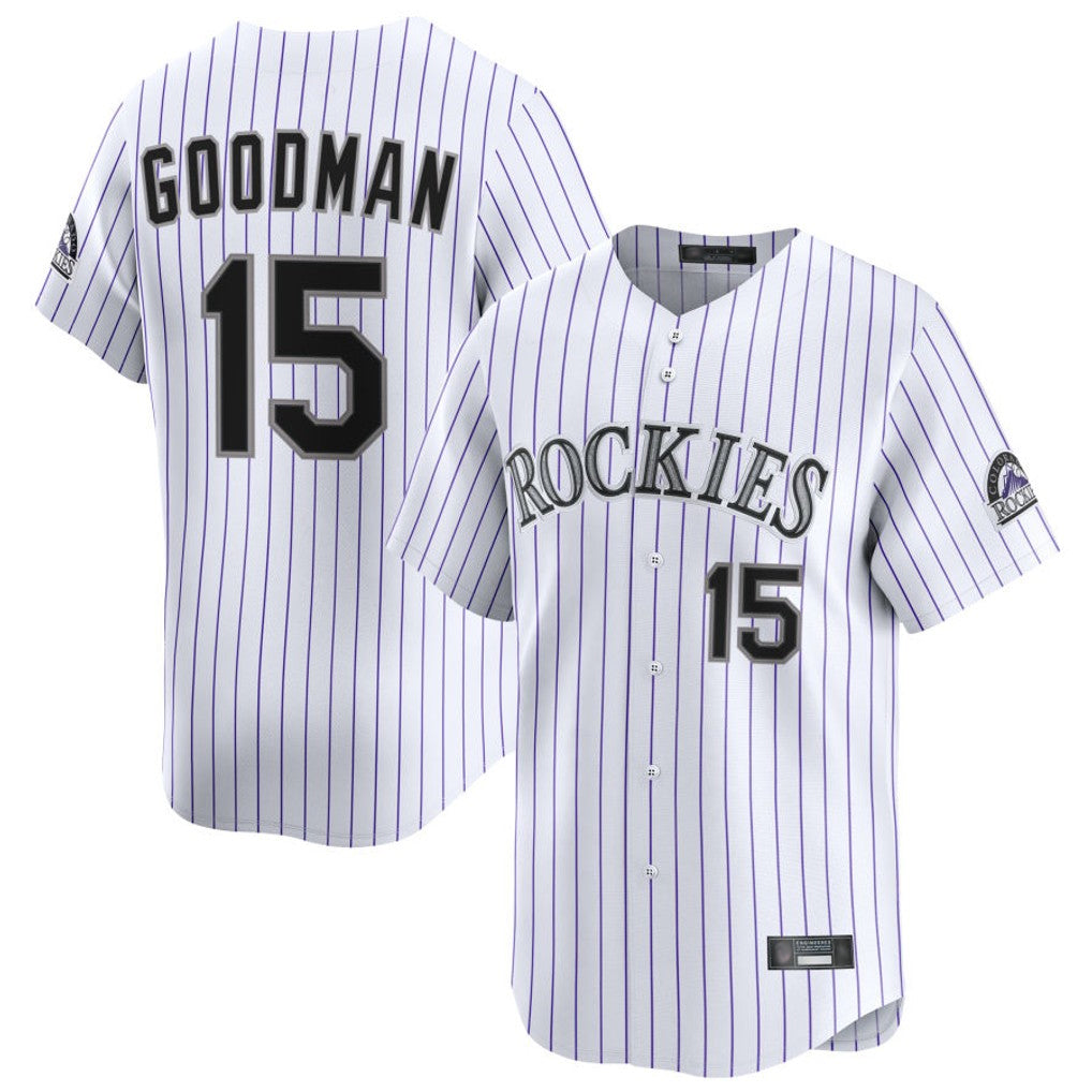Rebec C.Rockies #15 Hunter Goodman Player White Limited Home Stitched Jerseys