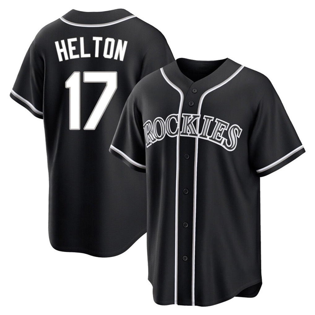 Rebec C.Rockies #17 Todd Helton Player Black Fashion Out Home Game Stitched Jerseys