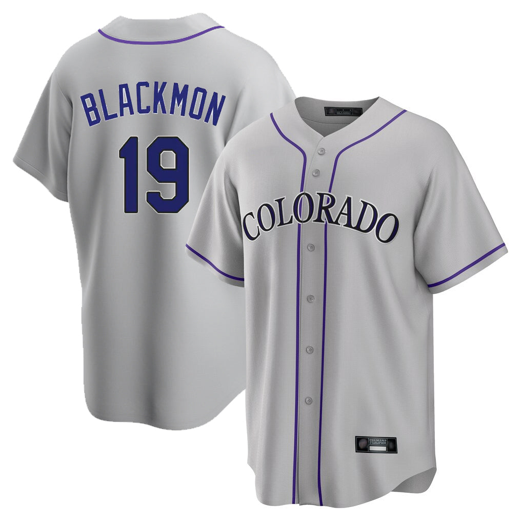 Rebec C.Rockies #19 Charlie Blackmon Player Gray Game Home Stitched Jerseys