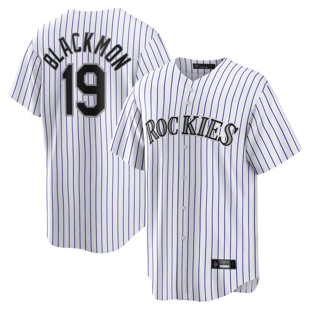Rebec C.Rockies #19 Charlie Blackmon Player White Game Home Stitched Jerseys