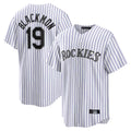 Rebec C.Rockies #19 Charlie Blackmon Player White Game Home Stitched Jerseys