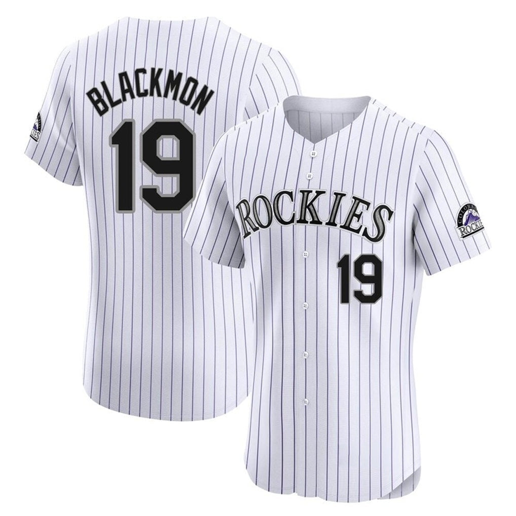 Rebec C.Rockies #19 Charlie Blackmon Player White Limited Elite Home Stitched Jerseys