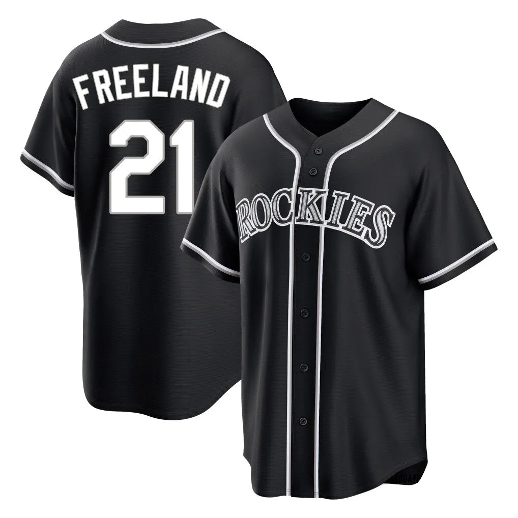 Rebec C.Rockies #21 Kyle Freeland Player Black Fashion Out Home Game Stitched Jerseys
