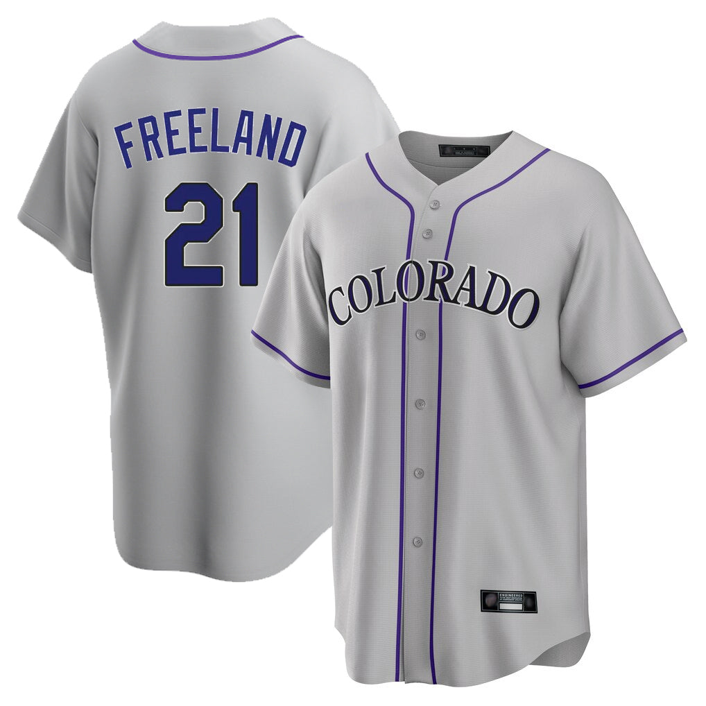Rebec C.Rockies #21 Kyle Freeland Player Gray Game Home Stitched Jerseys