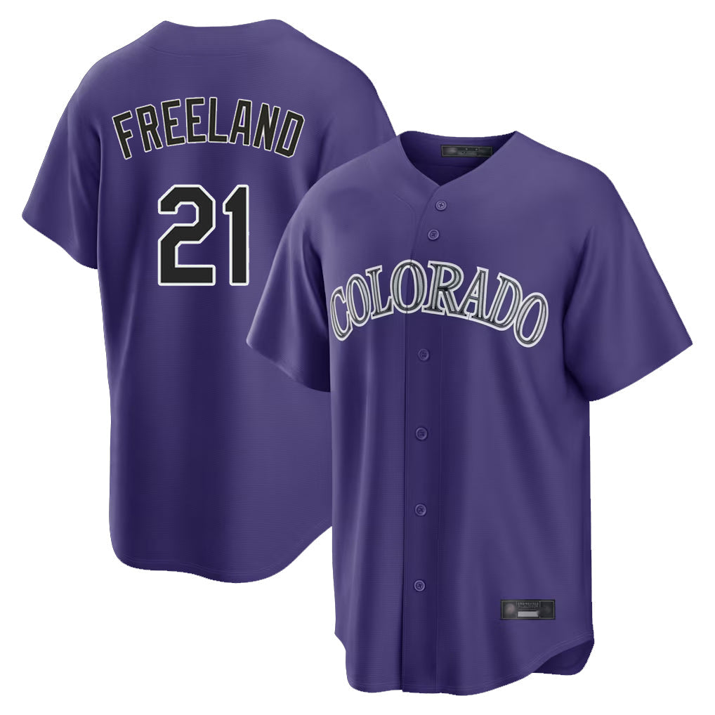 Rebec C.Rockies #21 Kyle Freeland Player Purple Game Home Stitched Jerseys