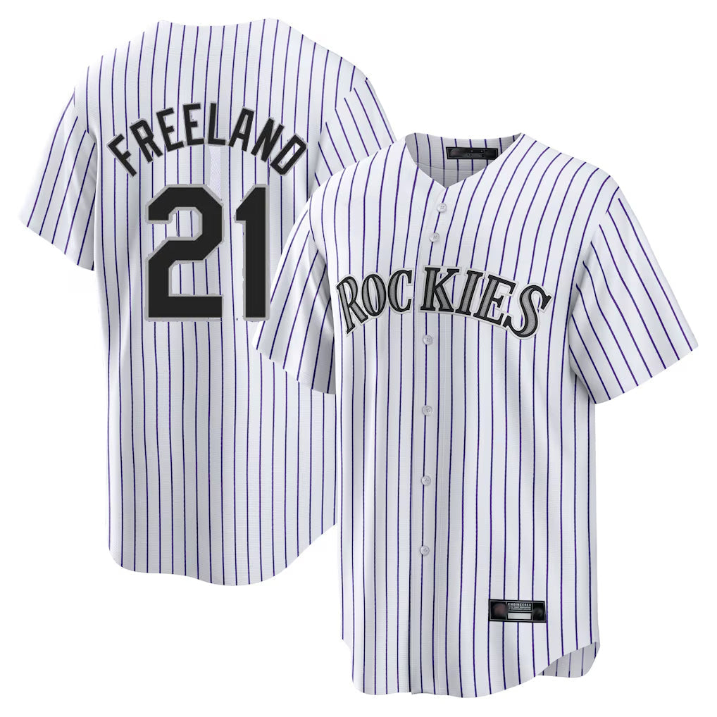 Rebec C.Rockies #21 Kyle Freeland Player White Game Home Stitched Jerseys