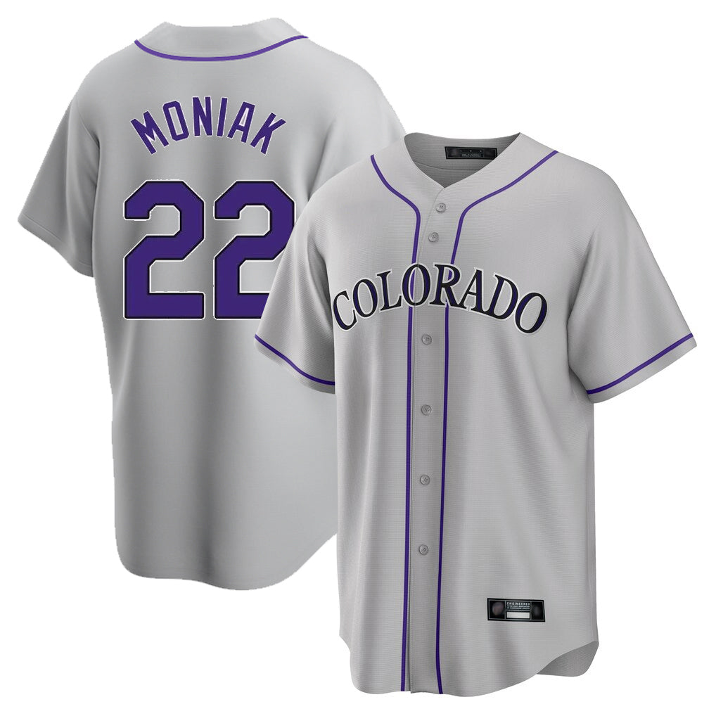 Rebec C.Rockies #22 Mickey Moniak Player Gray Game Home Stitched Jerseys