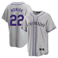 Rebec C.Rockies #22 Mickey Moniak Player Gray Game Home Stitched Jerseys