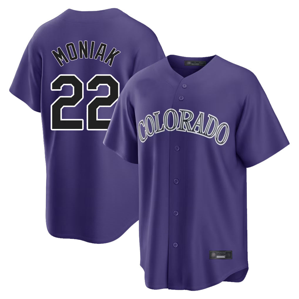 Rebec C.Rockies #22 Mickey Moniak Player Purple Game Home Stitched Jerseys