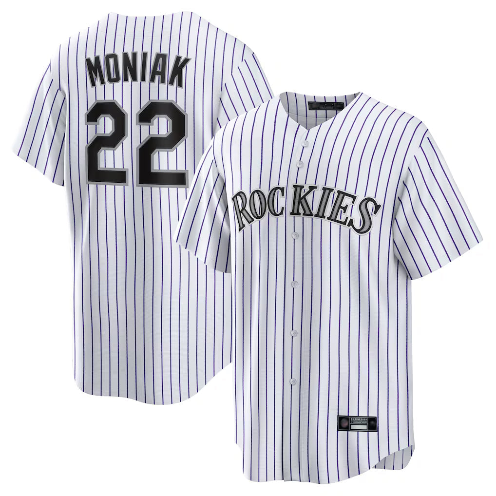 Rebec C.Rockies #22 Mickey Moniak Player White Game Home Stitched Jerseys