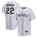 Rebec C.Rockies #22 Mickey Moniak Player White Game Home Stitched Jerseys