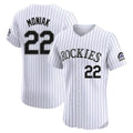 Rebec C.Rockies #22 Mickey Moniak Player White Limited Elite Home Stitched Jerseys