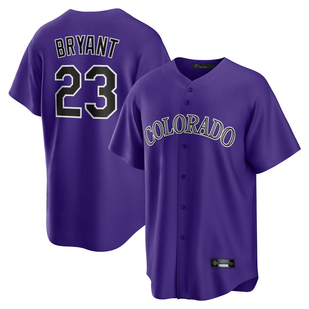 Rebec C.Rockies #23 Kris Bryant Player Purple Game Home Stitched Jerseys