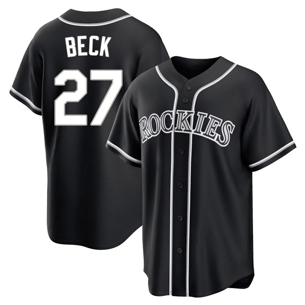 Rebec C.Rockies #27 Jordan Beck Player Black Fashion Out Home Game Stitched Jerseys