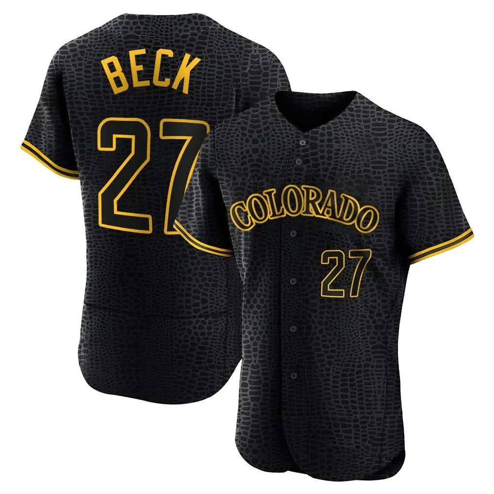 Rebec C.Rockies #27 Jordan Beck Player Black Snake Skin City Limited Elite Home Stitched Jerseys