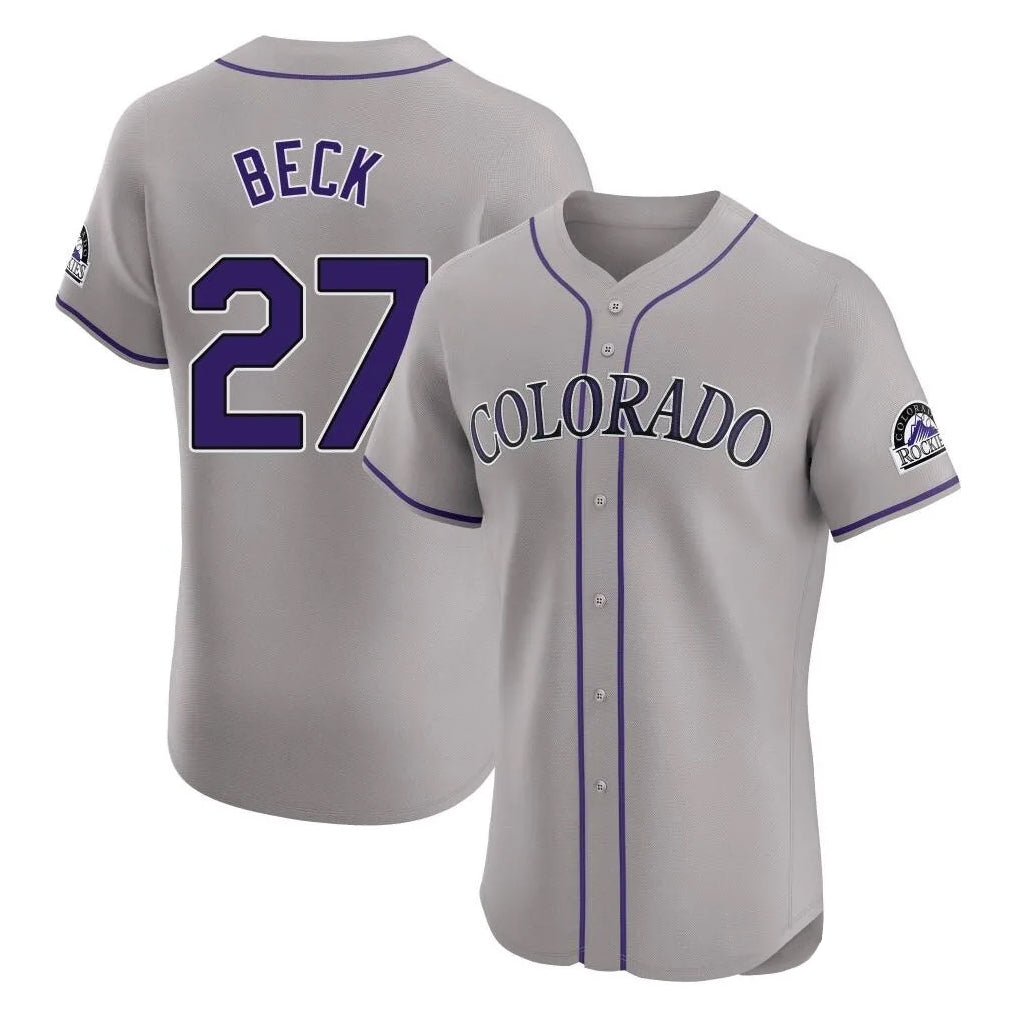 Rebec C.Rockies #27 Jordan Beck Player Gray Limited Elite Home Stitched Jerseys