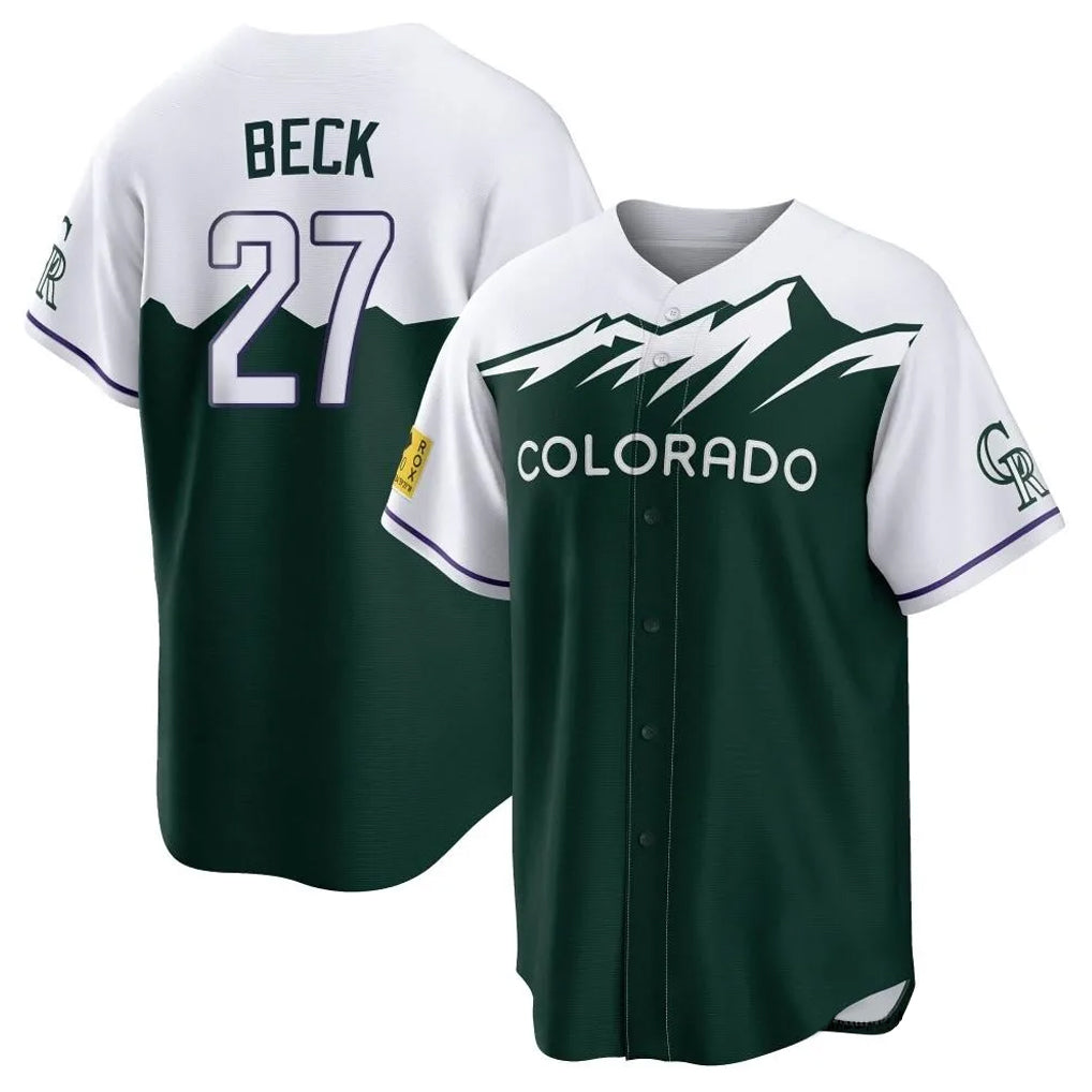 Rebec C.Rockies #27 Jordan Beck Player Green City Connect Home Game Stitched Jerseys