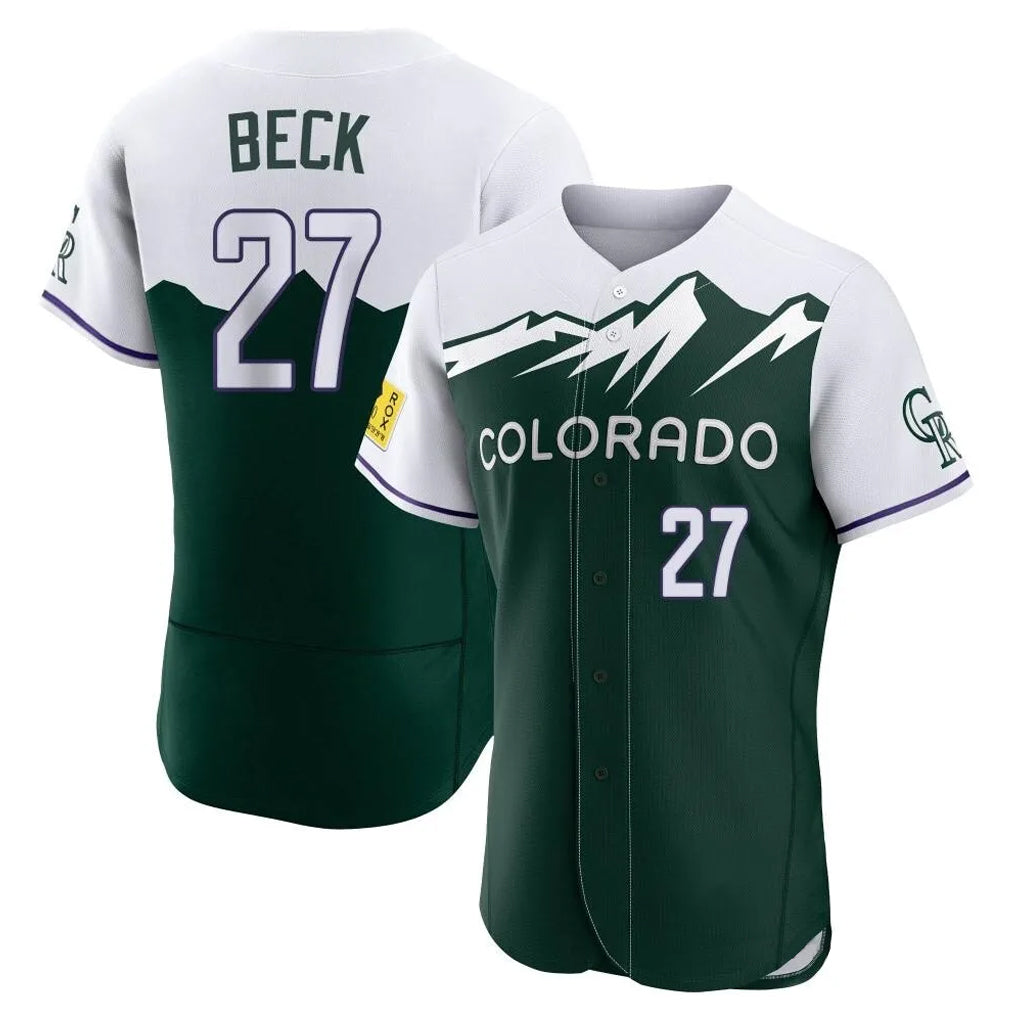 Rebec C.Rockies #27 Jordan Beck Player Green City Connect Limited Elite Home Stitched Jerseys