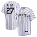 Rebec C.Rockies #27 Jordan Beck Player White Game Home Stitched Jerseys
