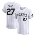 Rebec C.Rockies #27 Jordan Beck Player White Limited Elite Home Stitched Jerseys