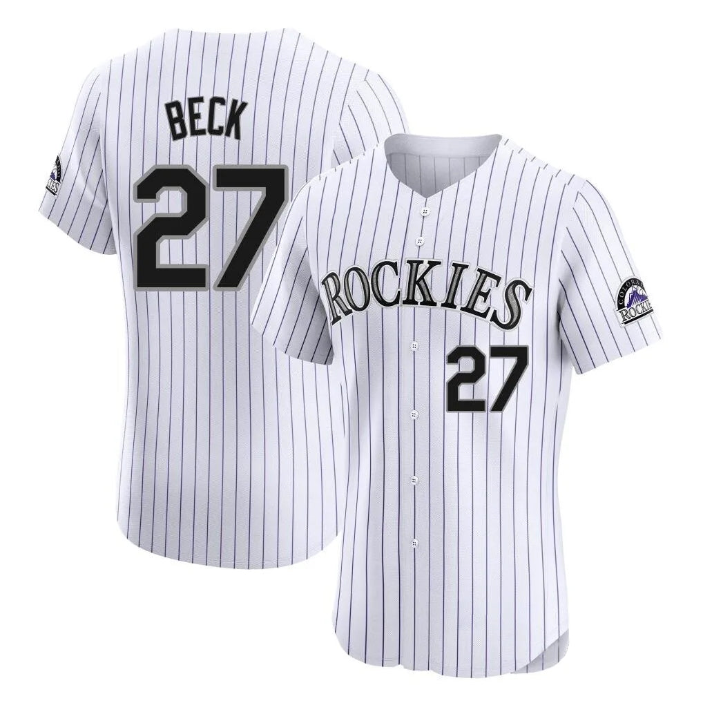 Rebec C.Rockies #27 Jordan Beck Player White Limited Elite Home Stitched Jerseys