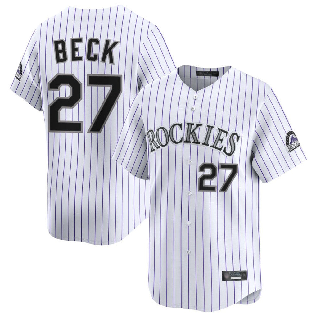 Rebec C.Rockies #27 Jordan Beck Player White Limited Home Stitched Jerseys