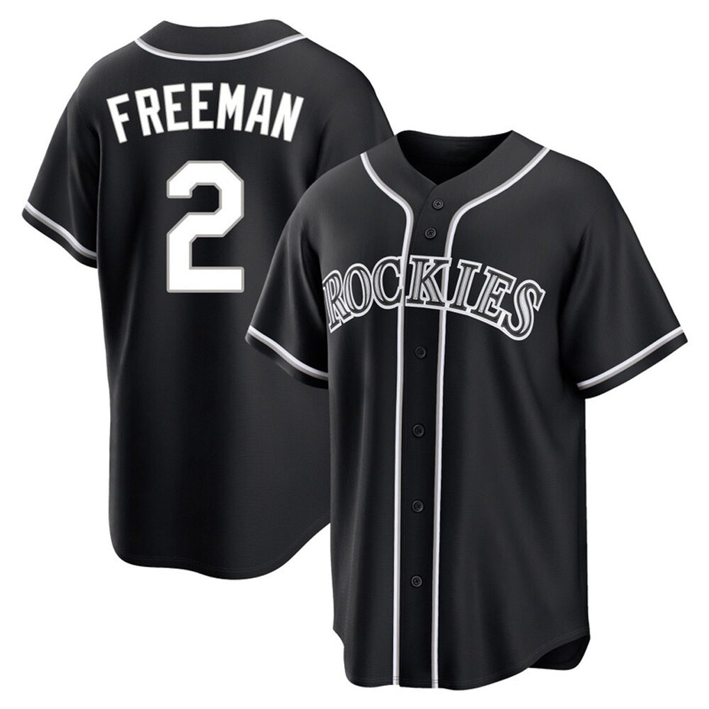 Rebec C.Rockies #2 Tyler Freeman Player Black Fashion Out Home Game Stitched Jerseys