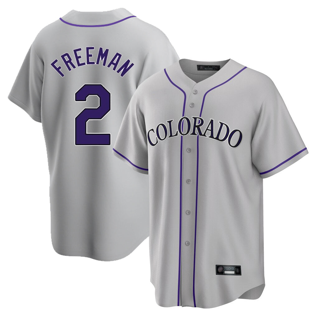 Rebec C.Rockies #2 Tyler Freeman Player Gray Game Home Stitched Jerseys