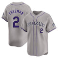 Rebec C.Rockies #2 Tyler Freeman Player Gray Limited Home Stitched Jerseys